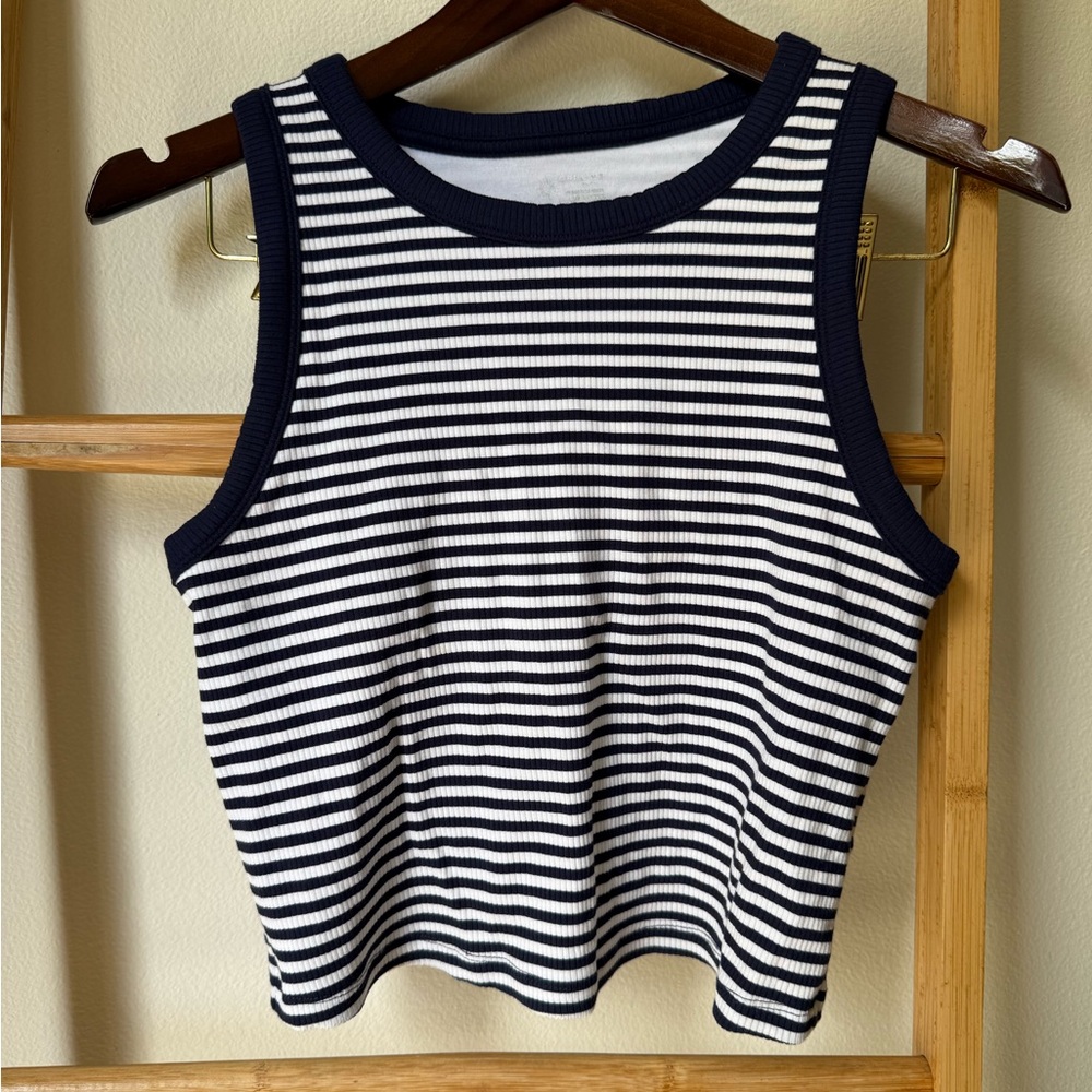 Aerie Black and White Striped Tank Top built in bra